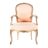 Louis XV pained parcel gilt fauteuil