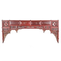 Chinese lacquered & parcel-gilt wooden frieze
