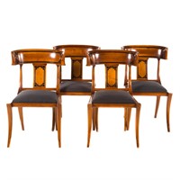 Four Empire style cherrywood klismos side chairs