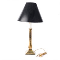 Brass columnar table lamp