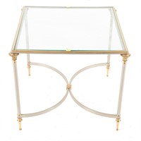 Contemporary brass & glass top center table