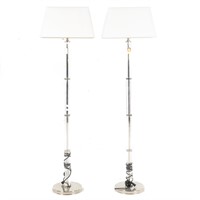 Pair Arizzi glass and chrome floor lamps