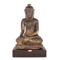 Southeast Asian carved and lacquered wood Buddha