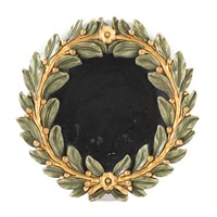 Italian carved and painted wood framed mirror