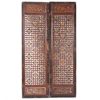 Pair Chinese carved wood panels