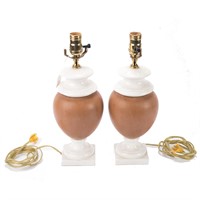 Pair ceramic urn-form table lamps