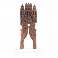 Indian carved wood fragment