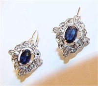 Pair Of Sterling Earrings With Blue Stones