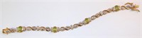 Sterling Silver Bracelet With Green & Clear Stones