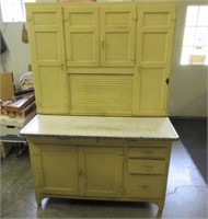 antique hoosier style cabinet (yellow)