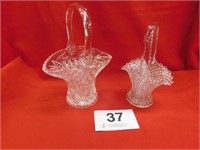 Two glass baskets - 9" Diamond Point - 10.5"