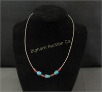 Necklace 16" Sterling Silver Turquoise