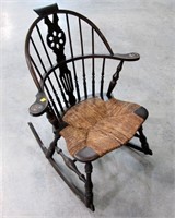 Windsor-style rocker with rush seat