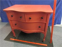 antique red painted dresser base - cute