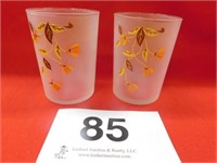 Two Autumn Leaf frosted juice tumblers