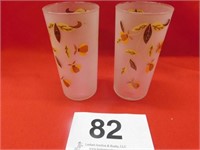 Two Autumn Leaf frosted ice tea tumblers