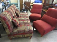modern armless sofa & chairs set - like new