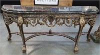 MAGNIFICENT MARBLE TOP CREDENZA / LIGHT GOLD TRIM