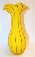 Yellow Striped Art Glass Vase