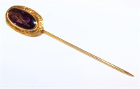 14k Gold And Amethyst Stick Pin