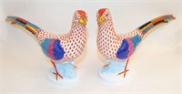 Pair Of Herend Hungary Hand Painted Birds