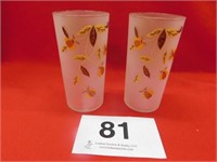 Two Autumn Leaf frosted ice tea tumblers