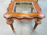 GOOD QUALITY SQUARE WOOD END TABLE W BEVELED MIRRR