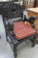 ANTIQUE CARVED EBONY CHAIR INDIAN POSSIBLY 17C