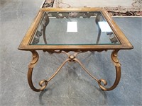 HEAVY METAL BEVELED GLASS TOP TABLE