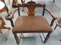 ANTIQUE ENGLISH LOW PROFILE DRESSING CHAIR
