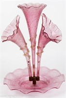 Victorian Cranberry Glass Three-Arm Epergne