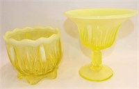 2 Yellow Opalescent Glass Dishes