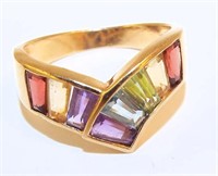 14k Gold Ring With Multicolored Stones