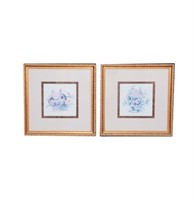 Two (2) framed birdhouse prints
