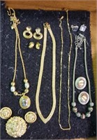 Costume necklaces, earrings, brooch set,  LCi