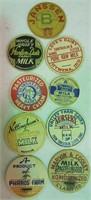 Milk bottle caps - 9 dairies advertising carboard