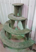Wood half circle 3 tier plant stand on casters