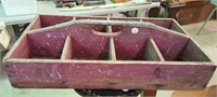 Red stained tray for flowers, hardware, tools