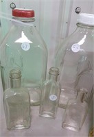 Glass bottles, juice or milk (2)  & medicine (3)