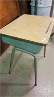 School Desk from days gone by, metal & Formica