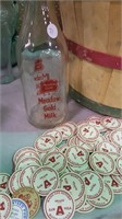 Meadow Gold Milk bottle & cardboard milk lids