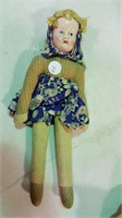 Older doll, cloth body, hard plastic face