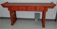 Asian Red Lacquer Long Console Table