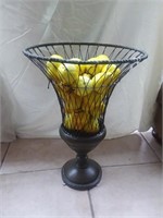 Metal pedestal Urn with plastic pears