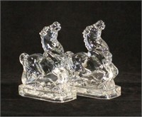 Pair Of Glass Horse Book Ends