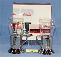 Four Coca Cola Glasses W/Holders