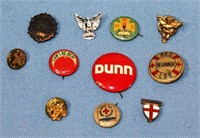 Eleven Pin Back Buttons And Collar Pins