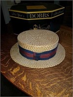 Men's antique straw hat with box