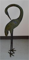 Large Bronze Heron Sepia Patina Hand Finish