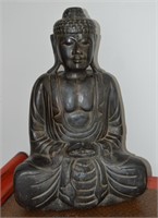 Large Hand Carved Wood Buddah Statue 21"